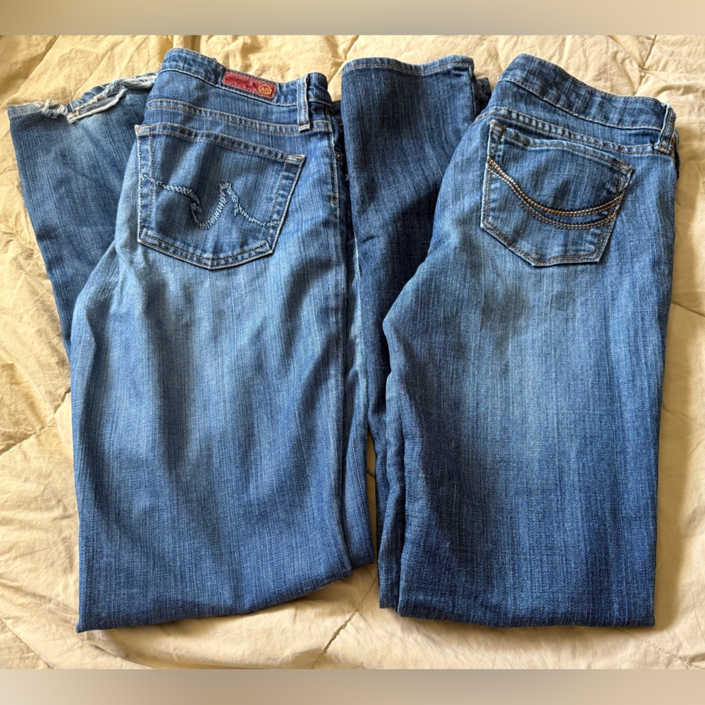 Two pairs distressed premium denim jeans size 6L